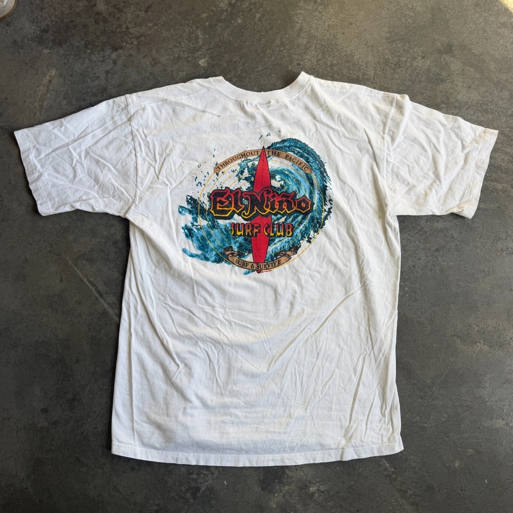 Vintage Crazy Shirts Hawaii T Shirt XL El Nino Surf Club Made in USA Distressing